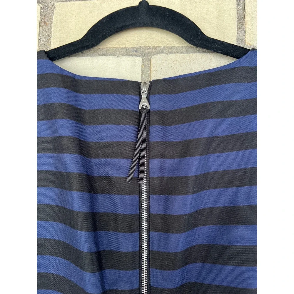 Canvas by Lands End Blue Black Striped Cotton Silk Sheath Dress Size Small 6 - Picture 7 of 7